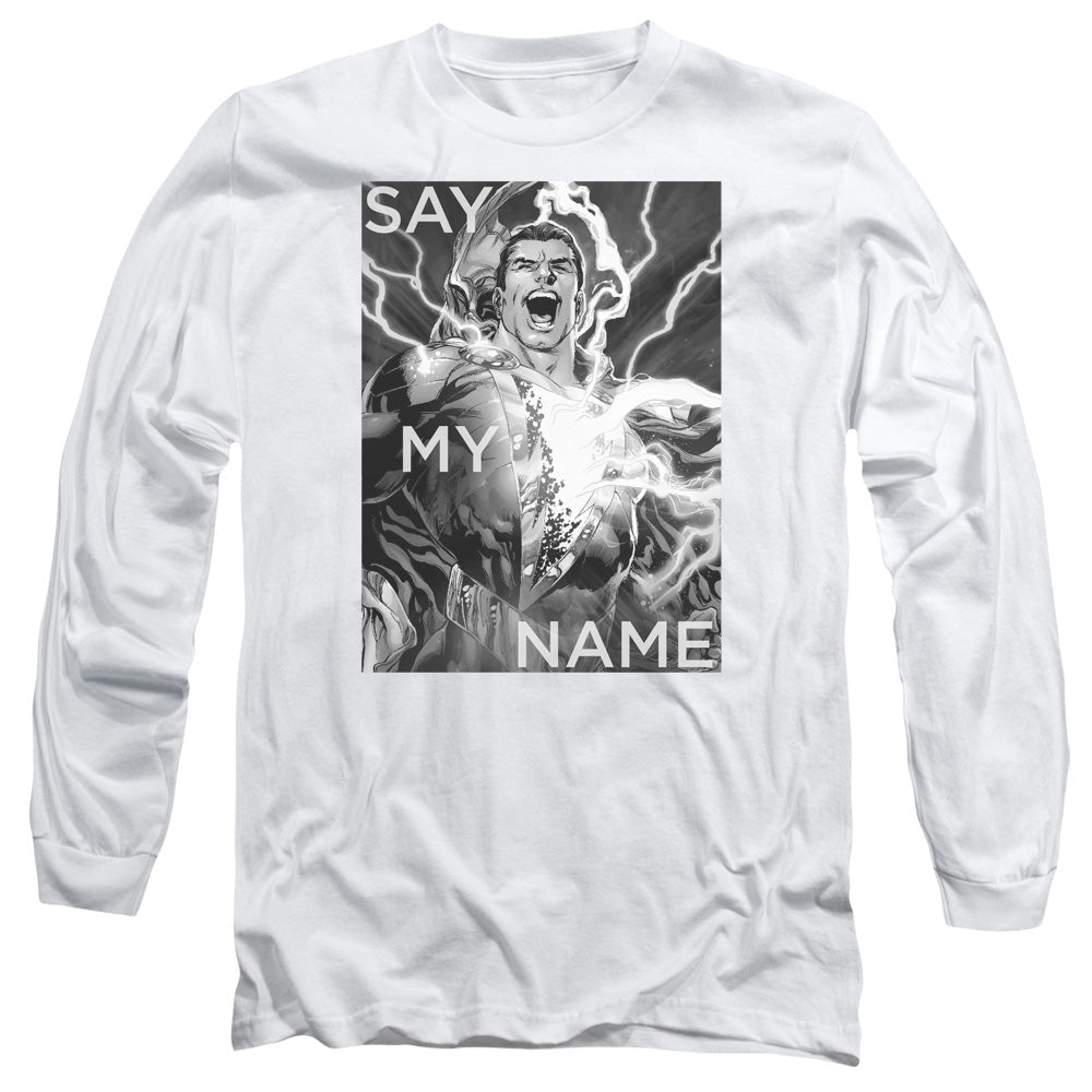 Justice League Say My Name Mens Long Sleeve Shirt White