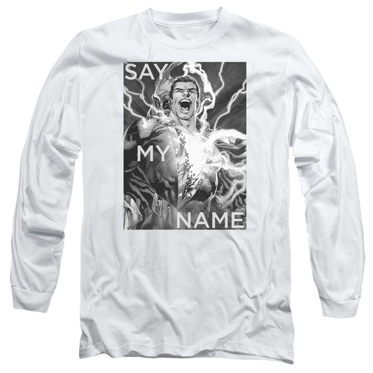 Justice League Say My Name Mens Long Sleeve Shirt White