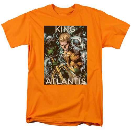 Justice League King of Atlantis Mens T Shirt Orange