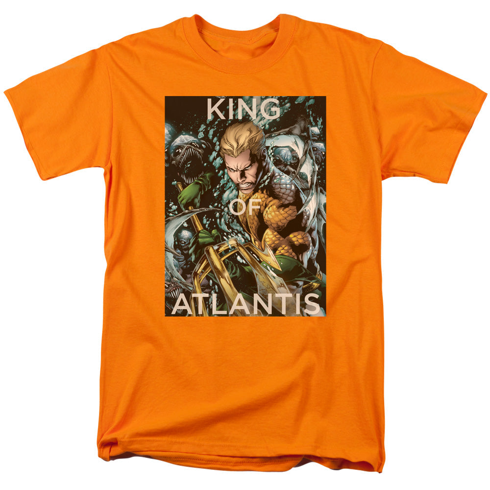 Justice League King of Atlantis Mens T Shirt Orange