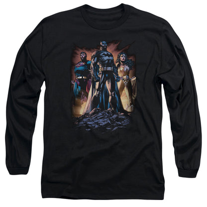Jla Take A Stand Mens Long Sleeve Shirt Black Officially Licensed