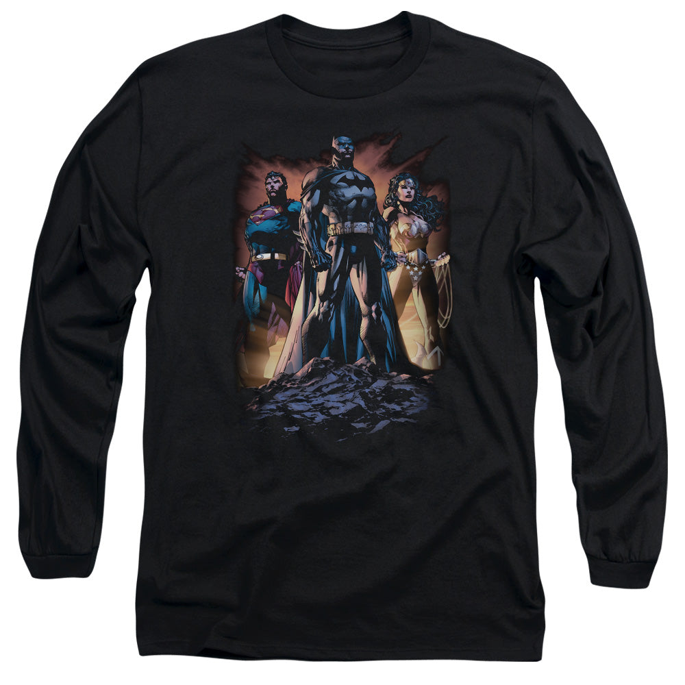 Jla Take A Stand Mens Long Sleeve Shirt Black Officially Licensed