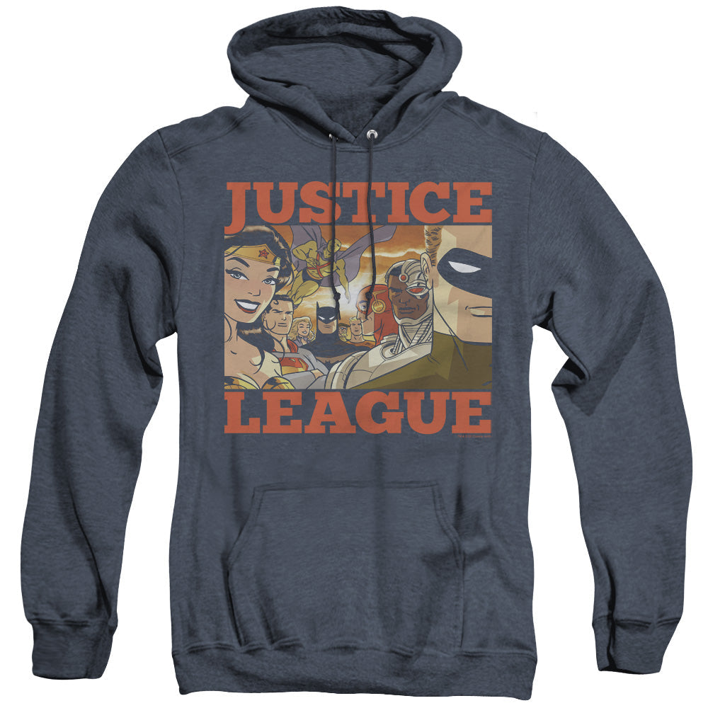 Justice League New Dawn Group Heather Mens Hoodie Navy Blue