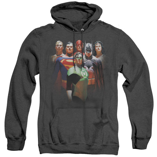 Justice League Of America Roll Call Heather Mens Hoodie Black