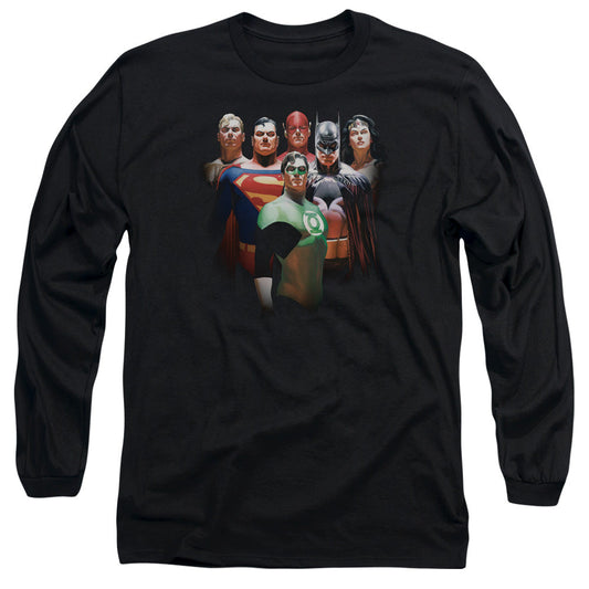 Jla Roll Call Mens Long Sleeve Shirt Black Officially Licensed