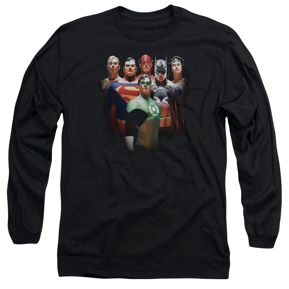 Justice League Roll Call Mens Long Sleeve Shirt Black