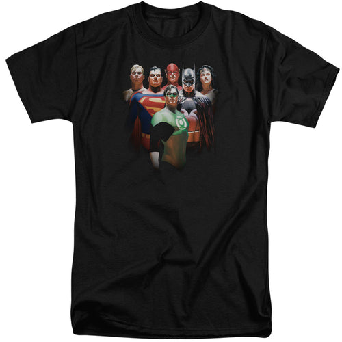 Justice League Roll Call Mens Tall T Shirt Black