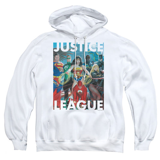 Justice League Of America Hall Of Justice Mens Hoodie White