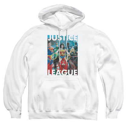 Justice League Of America Hall Of Justice Mens Hoodie White