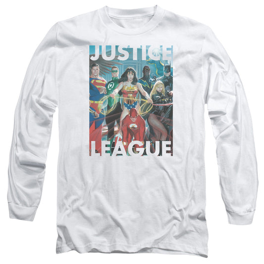 Jla Hall Of Justice Mens Long Sleeve Shirt White Officially Licensed