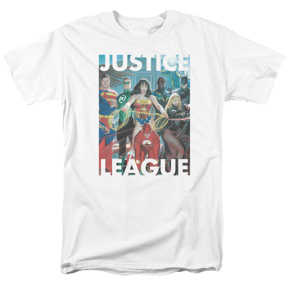 Justice League Of America Hall Of Justice Mens T Shirt White