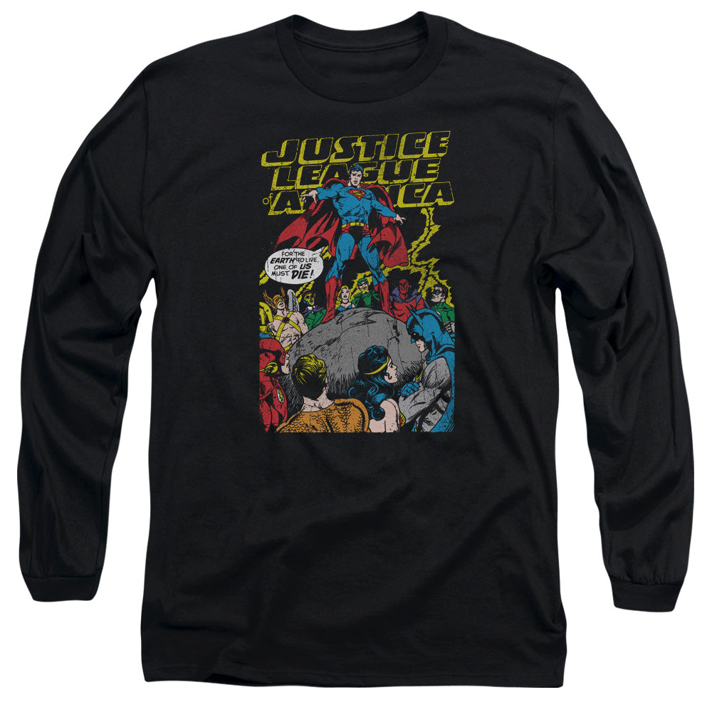 Jla Ultimate Scarifice Mens Long Sleeve Shirt Black Officially Licensed