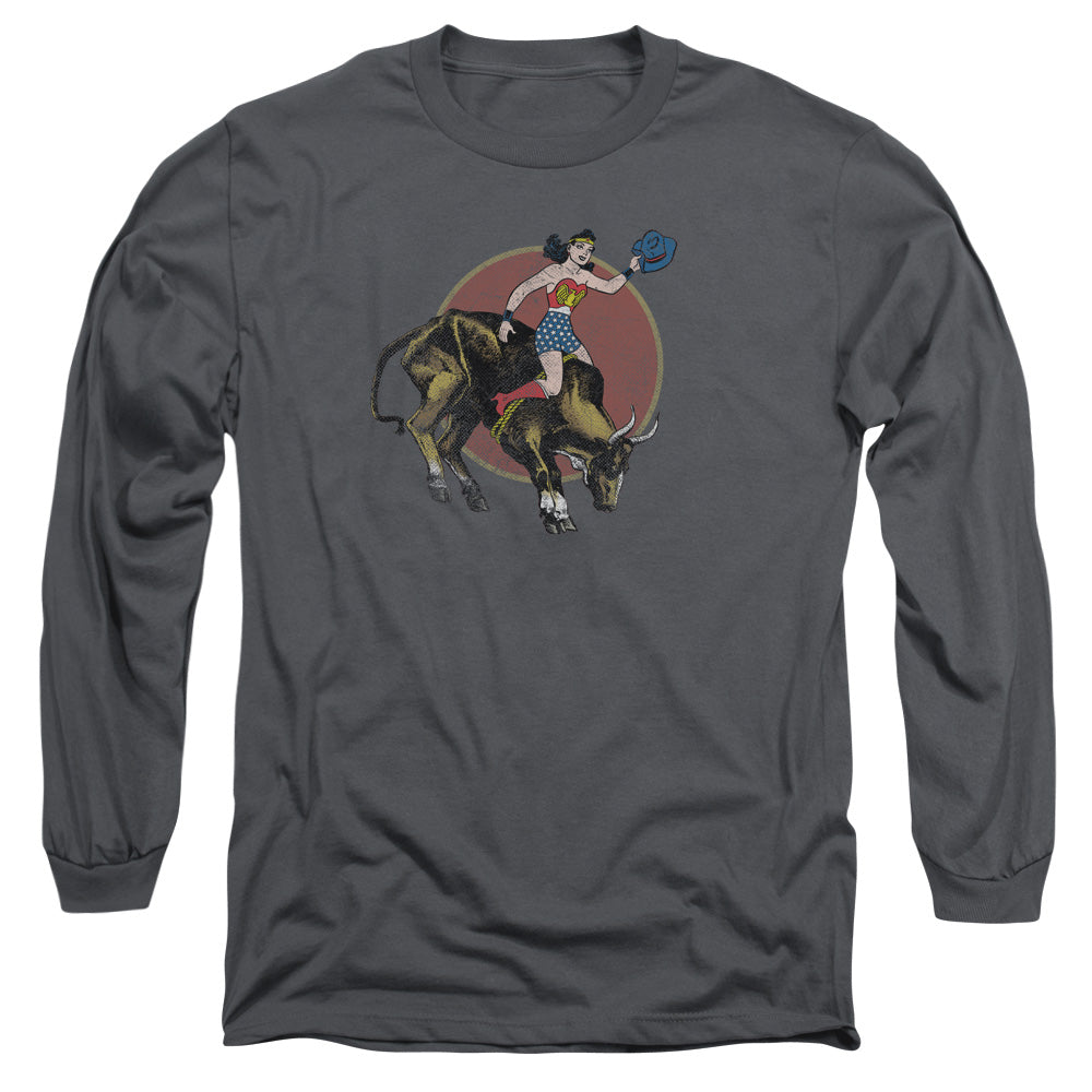 Jla Bull Rider Mens Long Sleeve Shirt Charcoal Officially Licensed