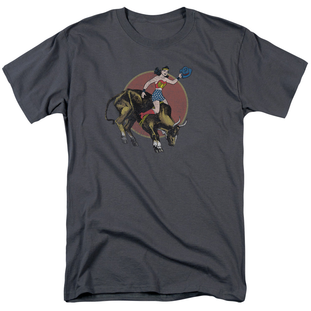 Justice League Of America Bull Rider Mens T Shirt Charcoal