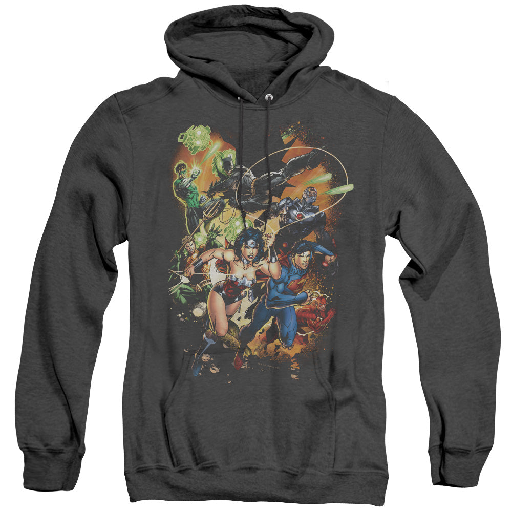 Justice League Of America Battle Ready Heather Mens Hoodie Black