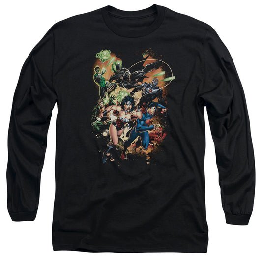 Justice League Battle Ready Mens Long Sleeve Shirt Black