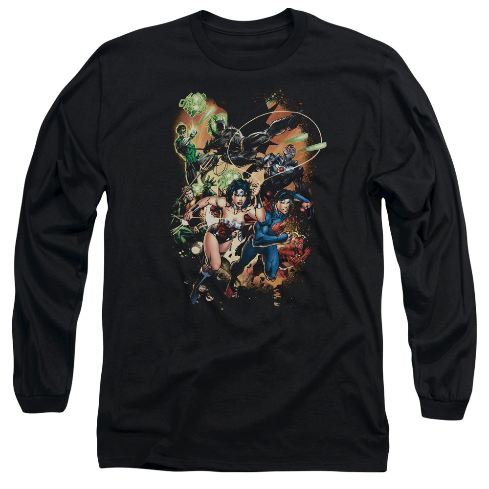 Jla Battle Ready Mens Long Sleeve Shirt Black Officially Licensed