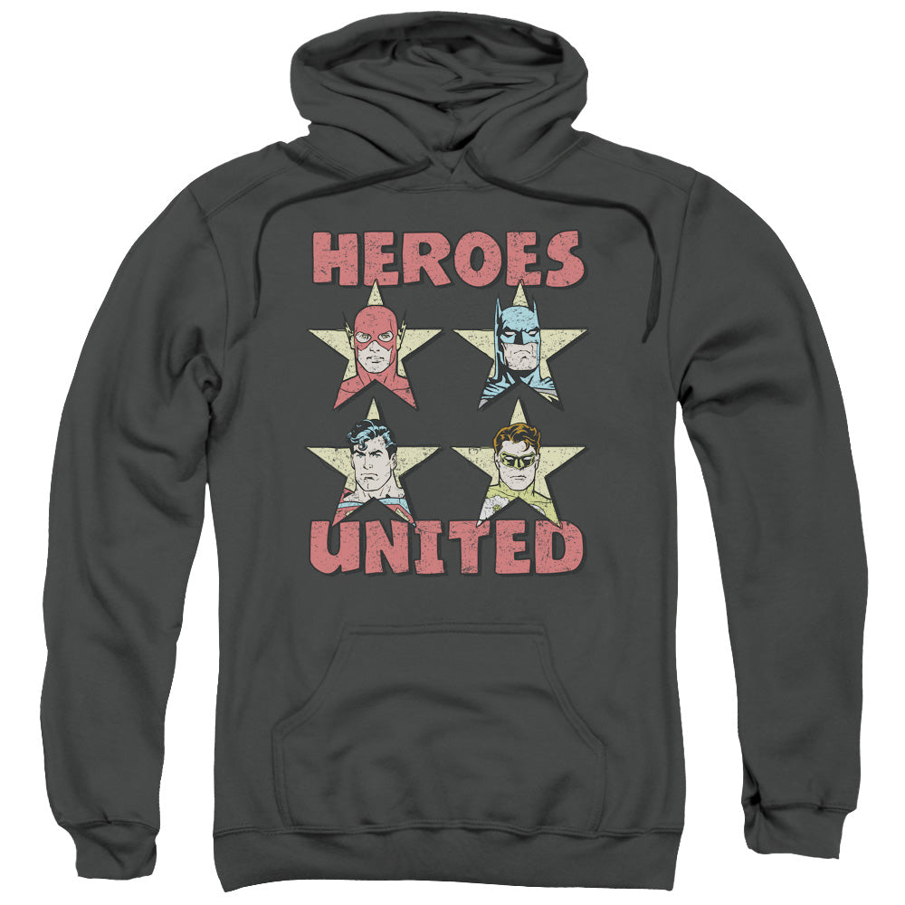 Justice League United Stars Mens Hoodie Charcoal