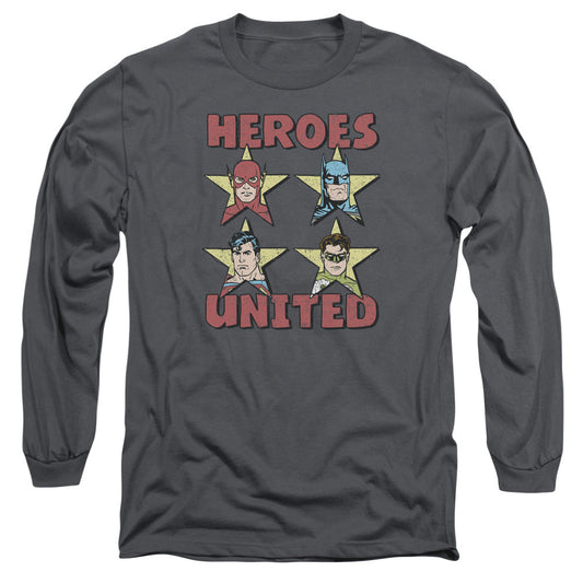 Jla United Stars Mens Long Sleeve Shirt Charcoal Officially Licensed
