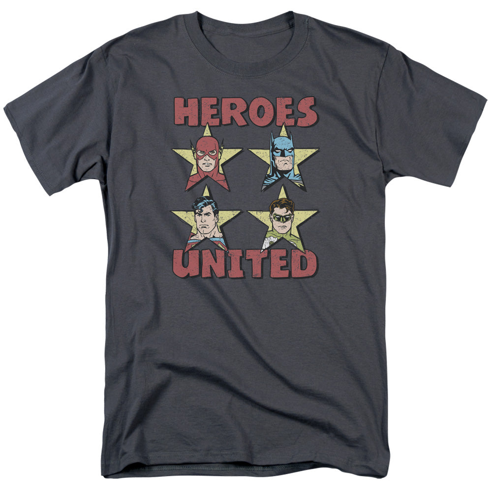 Justice League Of America United Stars Mens T Shirt Charcoal