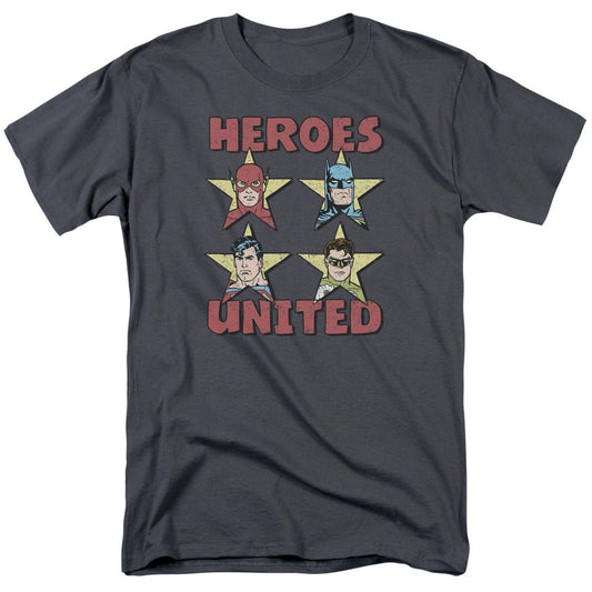 Justice League United Stars Mens T Shirt Charcoal