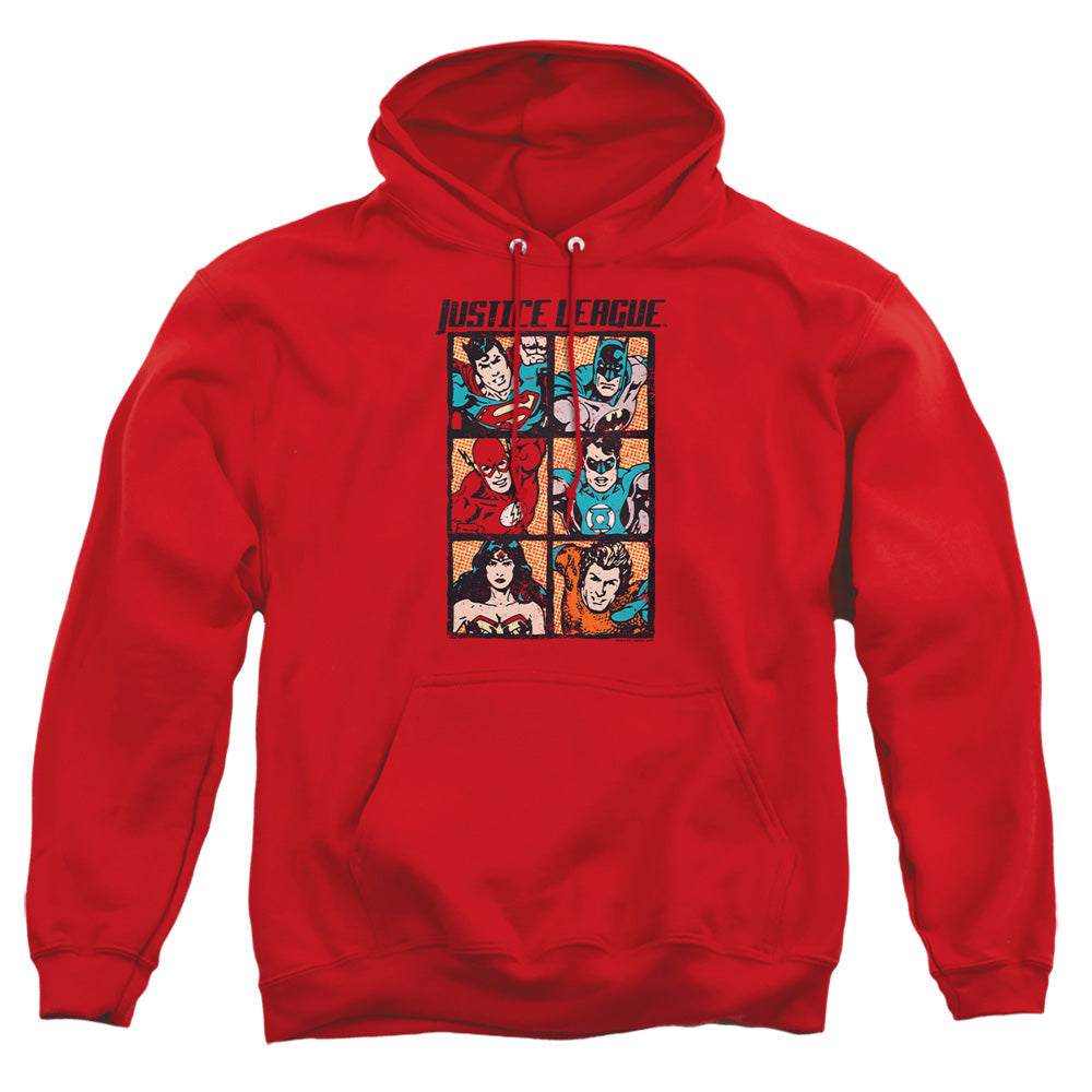 Justice League Of America Rough Panels Mens Hoodie Red