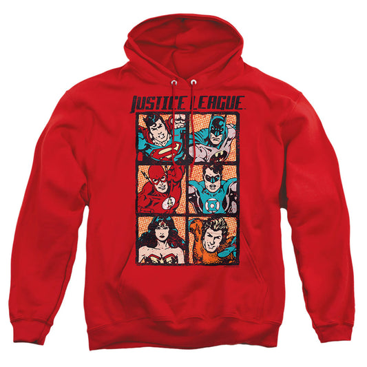 Justice League Of America Rough Panels Mens Hoodie Red