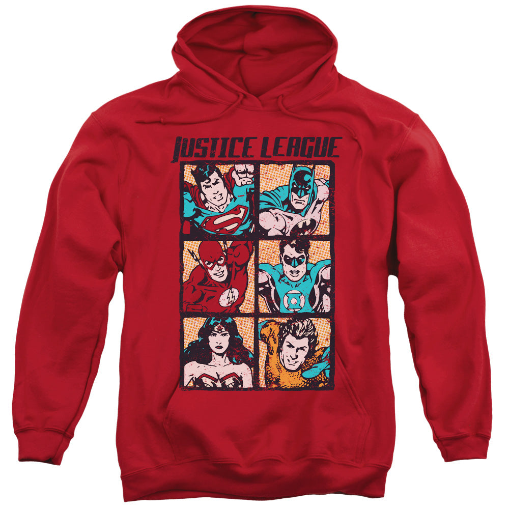 Justice League Rough Panels Mens Hoodie Red