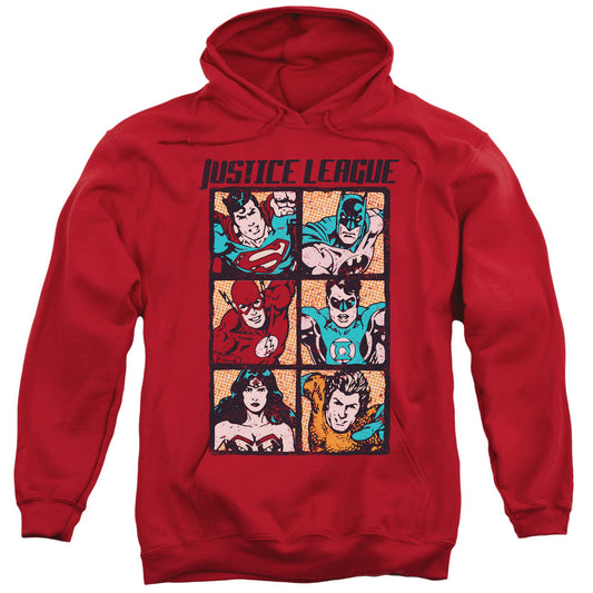 Justice League Rough Panels Mens Hoodie Red