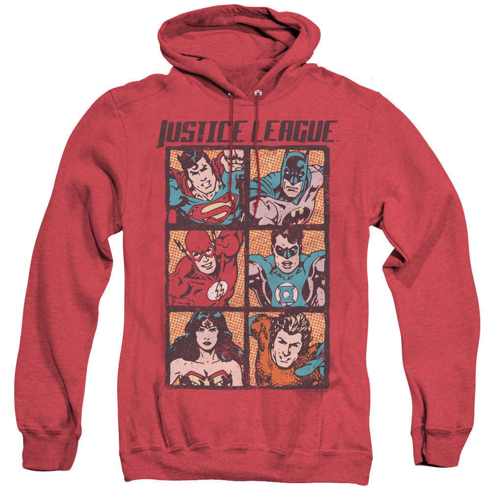 Justice League Of America Rough Panels Heather Mens Hoodie Red