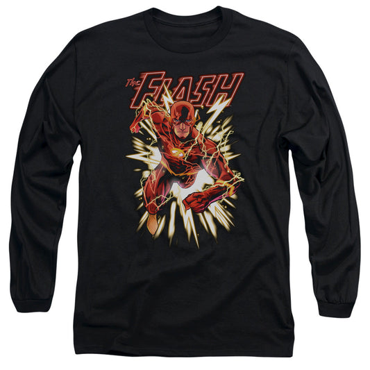 Jla Flash Glow Mens Long Sleeve Shirt Black Officially Licensed