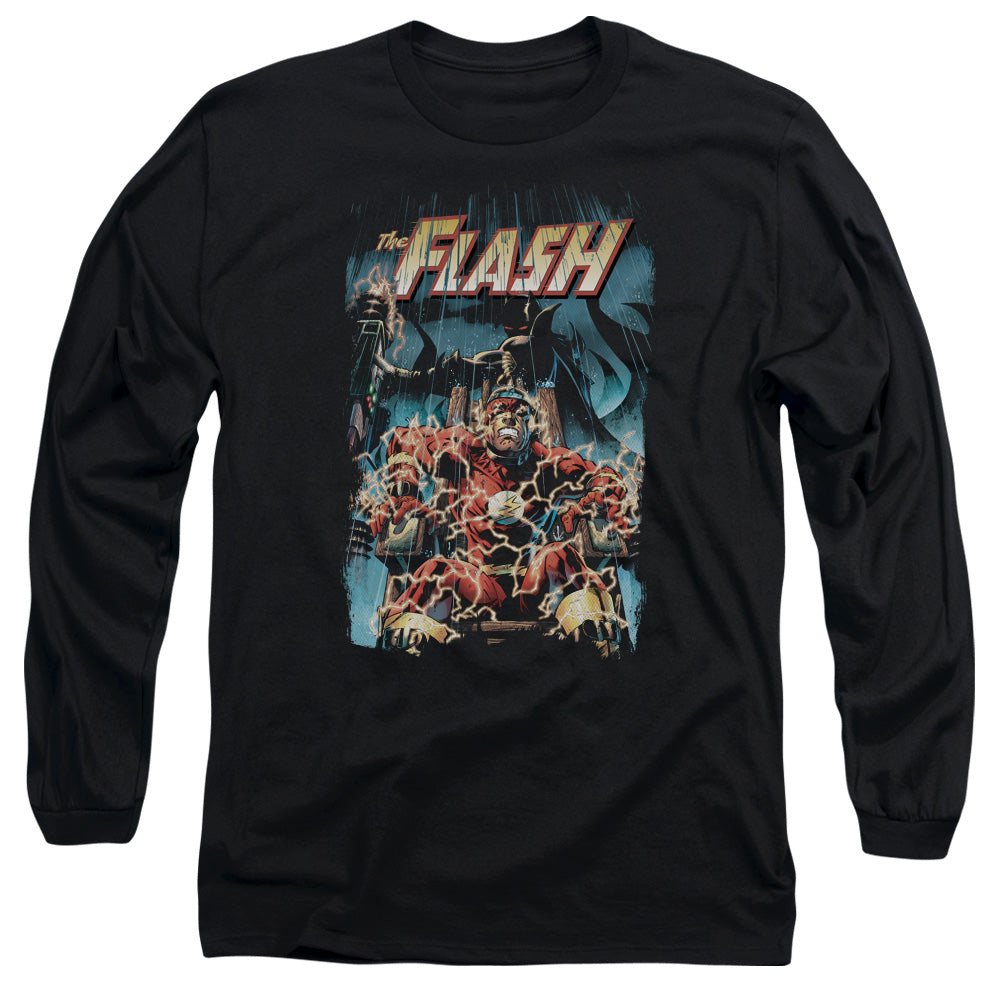 Jla Electric Chair Mens Long Sleeve Shirt Black Officially Licensed