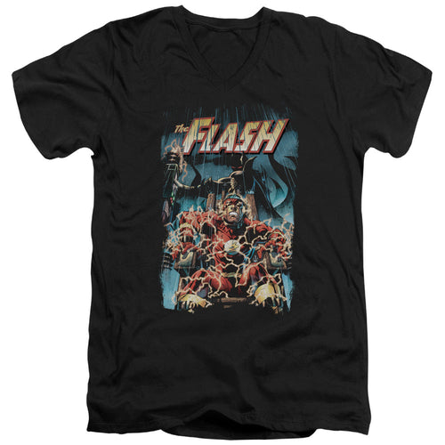 Justice League Electric Chair Mens Slim Fit V-Neck T Shirt Black