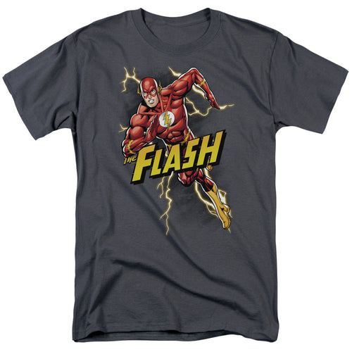 Justice League Bolt Run Mens T Shirt Charcoal