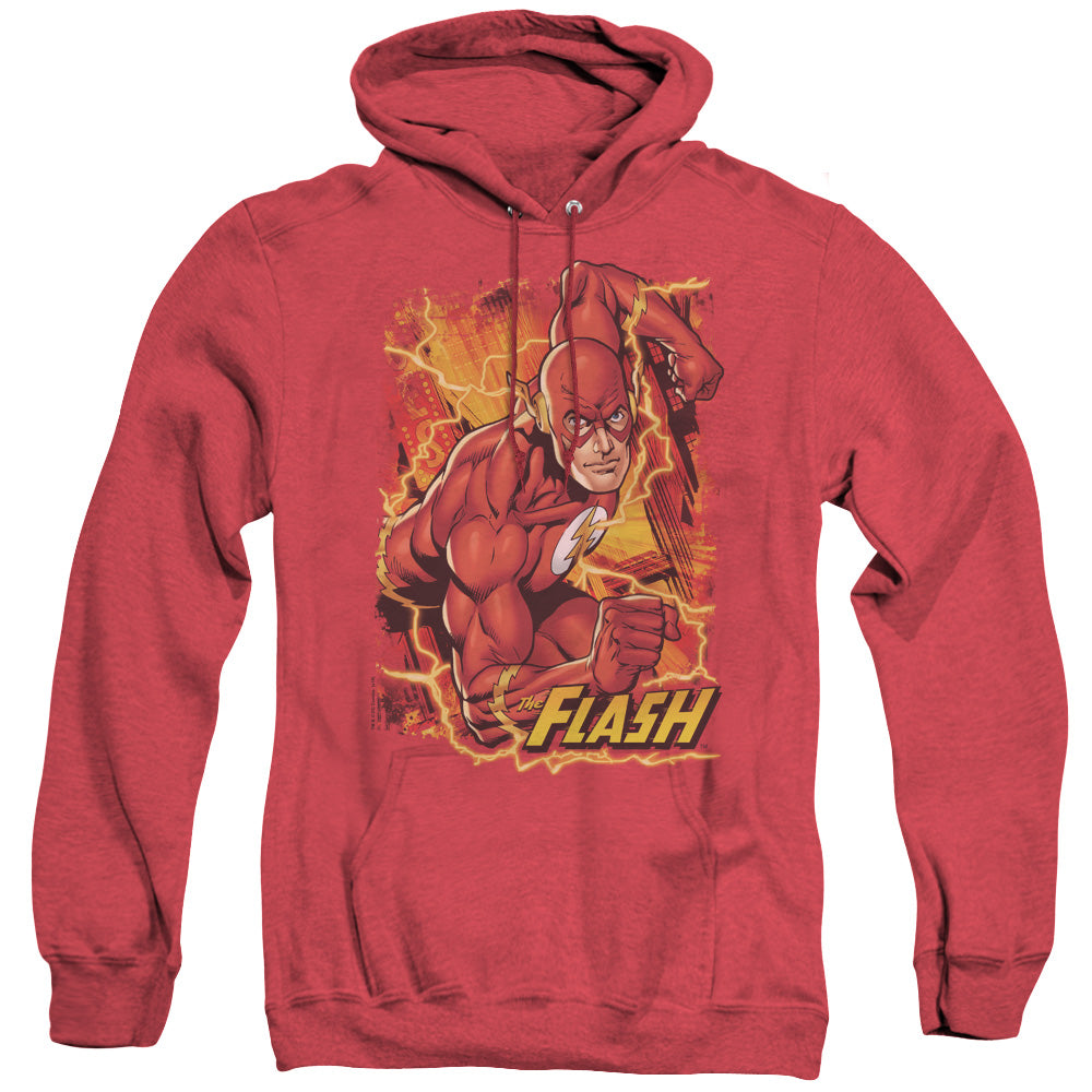 Justice League Of America Flash Lightning Heather Mens Hoodie Red