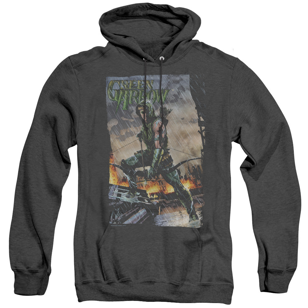 Justice League Fire and Rain Heather Mens Hoodie Black