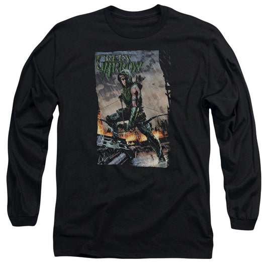 Justice League Fire and Rain Mens Long Sleeve Shirt Black