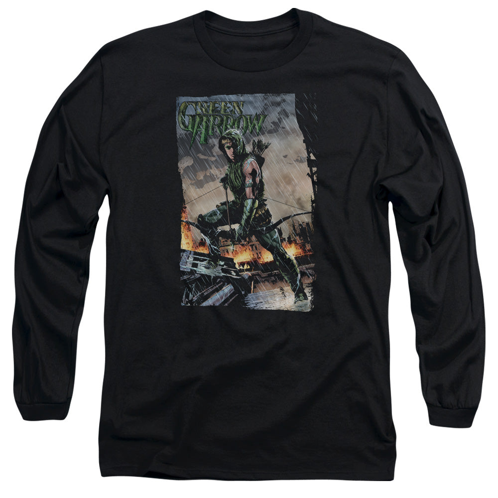 Jla Fire And Rain Mens Long Sleeve Shirt Black Officially Licensed
