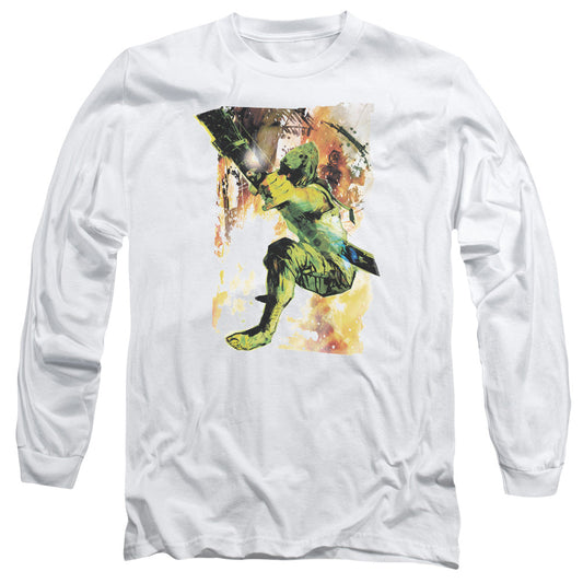 Jla Painted Archer Mens Long Sleeve Shirt White Officially Licensed