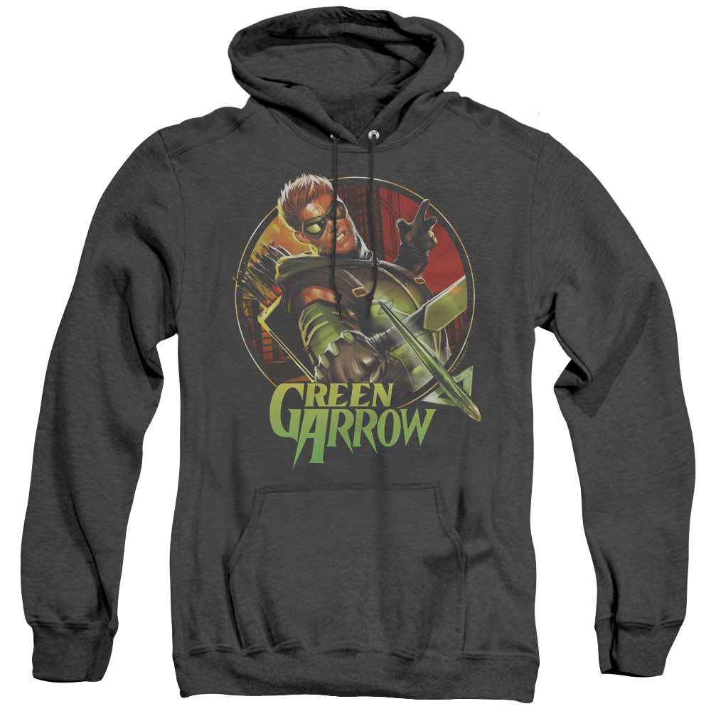 Justice League Of America Sunset Archer Heather Mens Hoodie Black