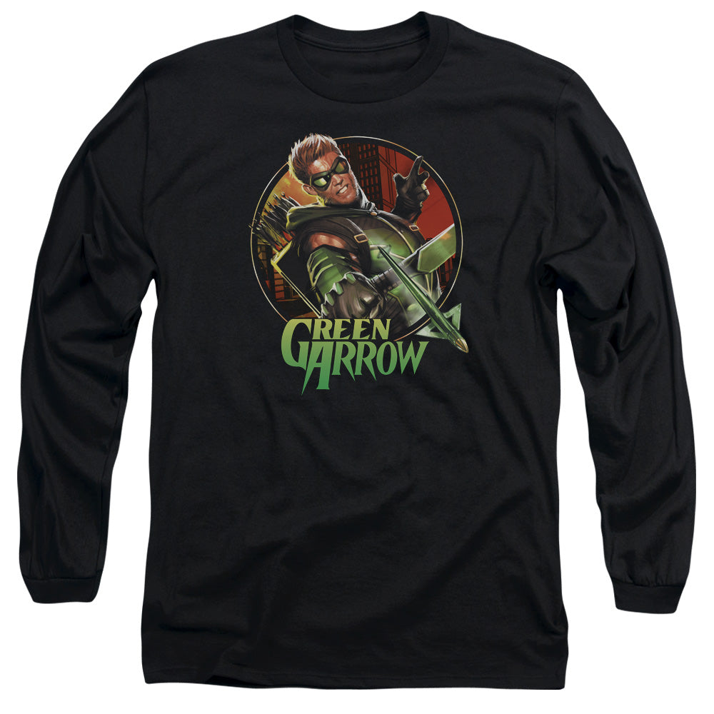 Jla Sunset Archer Mens Long Sleeve Shirt Black Officially Licensed