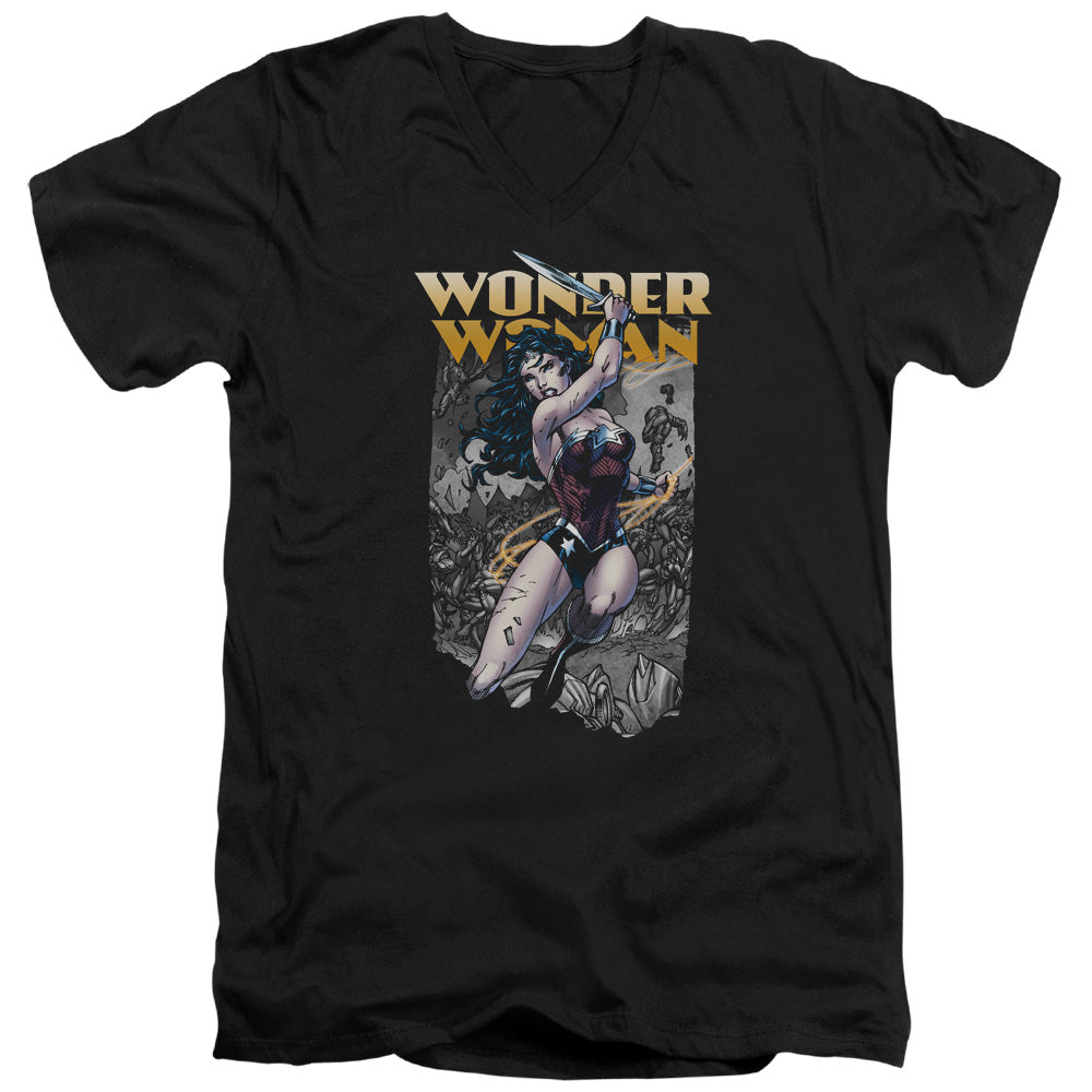 Justice League Wonder Slice Mens Slim Fit V-Neck T Shirt Black