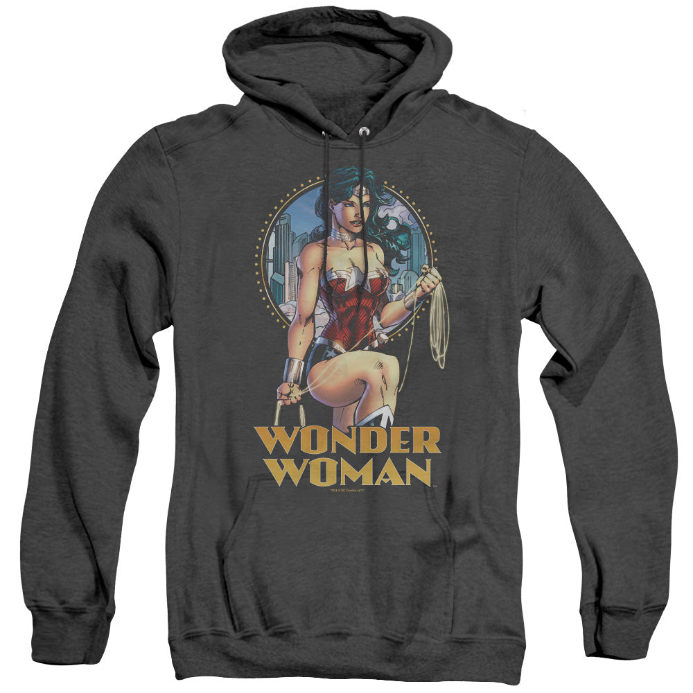 Justice League City Warrior Heather Mens Hoodie Black