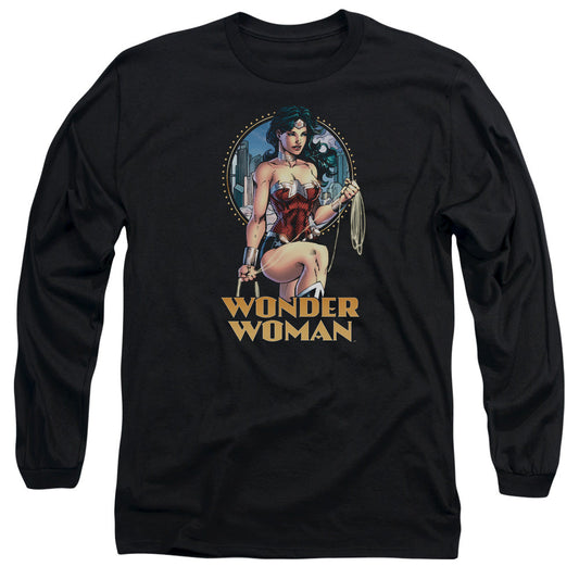 Jla City Warrior Mens Long Sleeve Shirt Black Officially Licensed