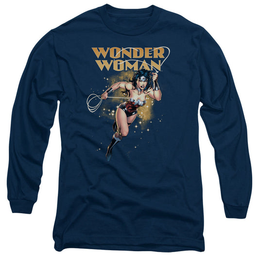 Justice League Star Lasso Mens Long Sleeve Shirt Navy Blue