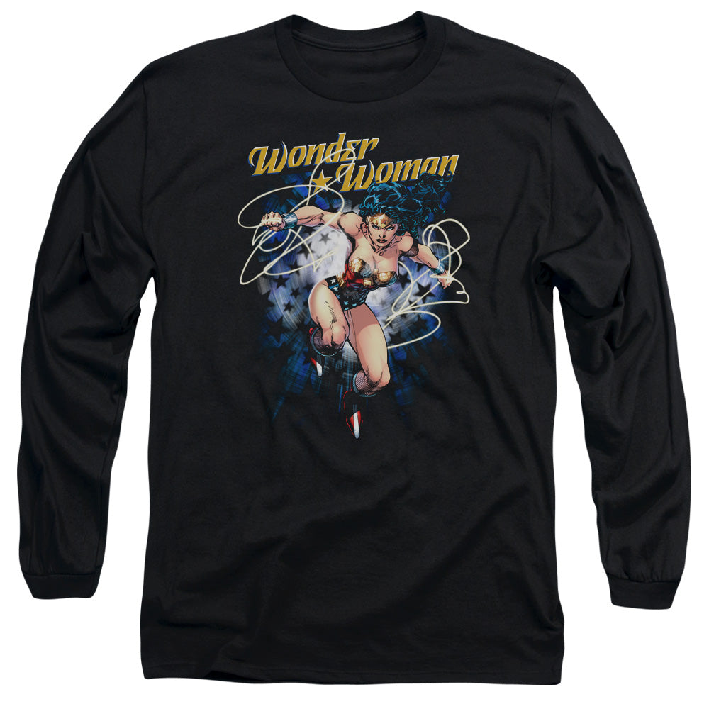 Jla Starburst Mens Long Sleeve Shirt Black Officially Licensed