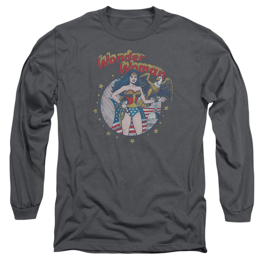 Justice League at Your Service Mens Long Sleeve Shirt Charcoal