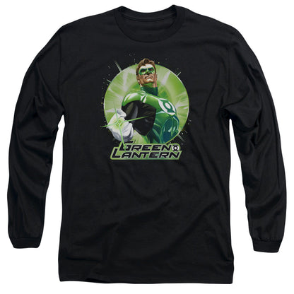 Jla Green Static Mens Long Sleeve Shirt Black Officially Licensed