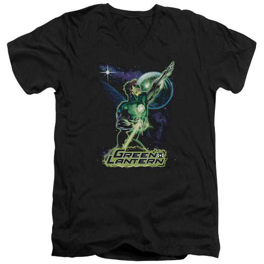 Justice League Hal Galaxy Mens Slim Fit V-Neck T Shirt Black
