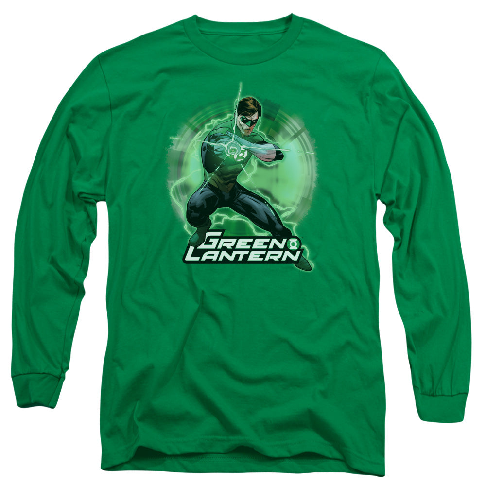 Justice League Spin Mens Long Sleeve Shirt Kelly Green